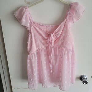 🎉SHEIN Light Pink Floral Blouse